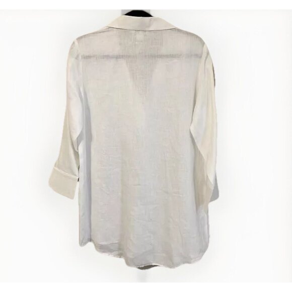 Vineyard Vines Women’s Small Linen Tunic Top White 3/4 Sleeves Popover Coastal - Picture 6 of 8